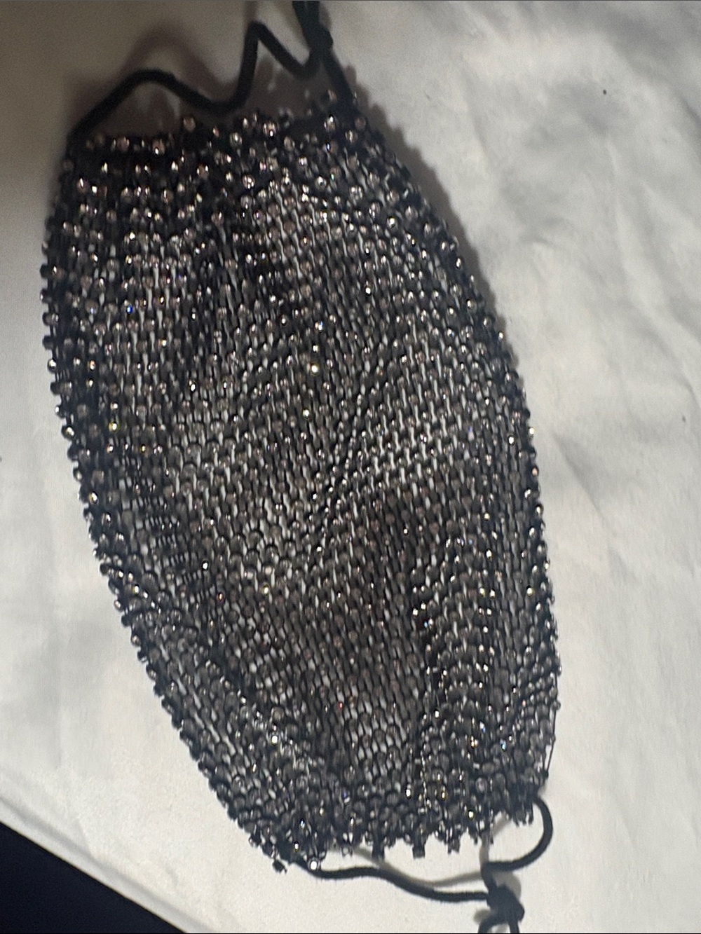 Sparkling Black diamond Beaded Face Mask